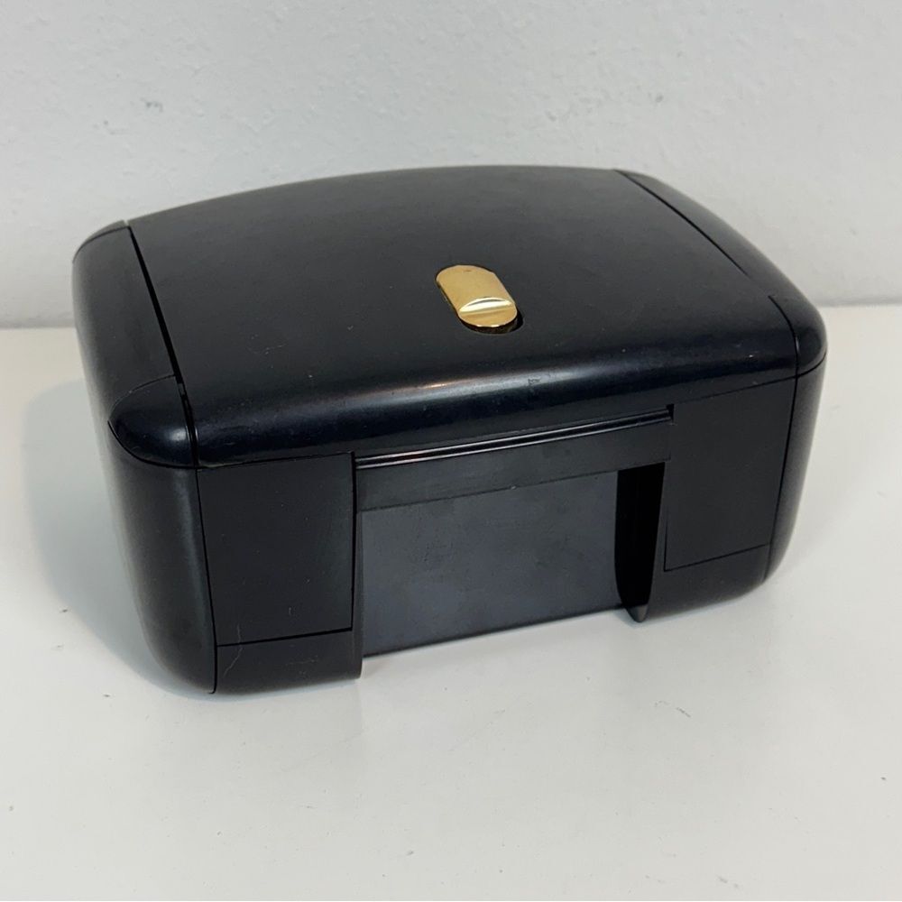 Vintage The Jewel Kit Large Folding Black Jewelry Box Mirror 80s